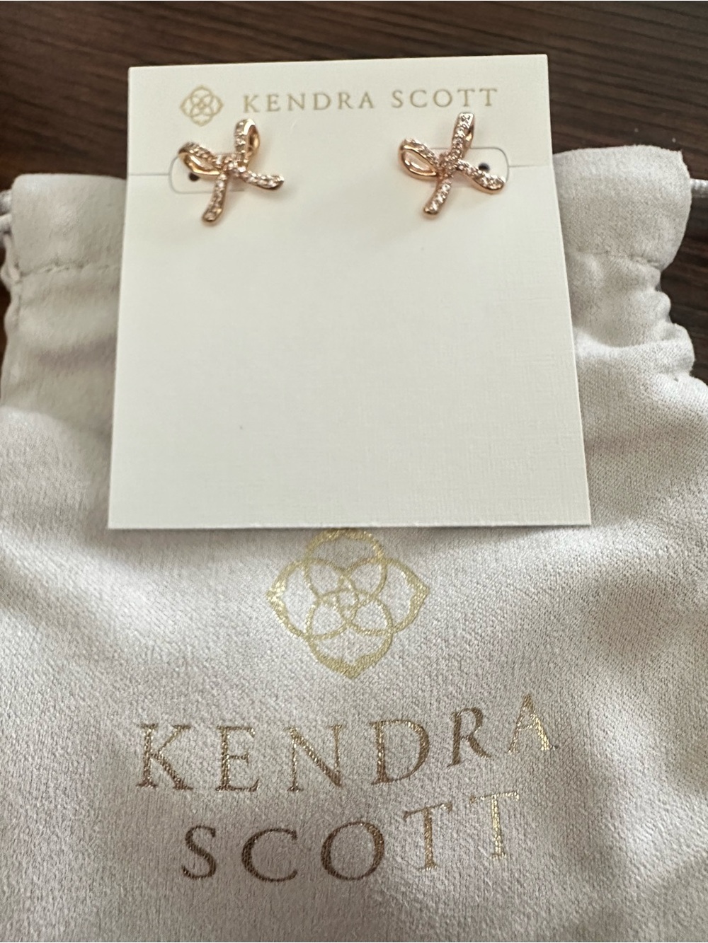 Kendra Scott Rose Gold Ribbon Crystal Stud Earrings